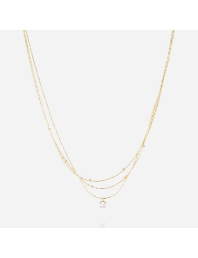 Collier ZAG en acier doré et oxydes de zirconium