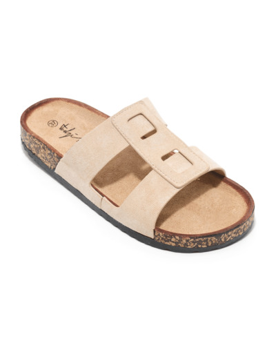 Mule plate femme beige