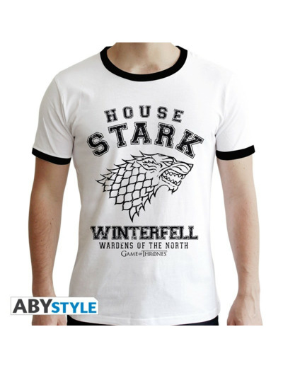 GAME OF THRONES - Tshirt "House Stark" homme MC blanc - premium