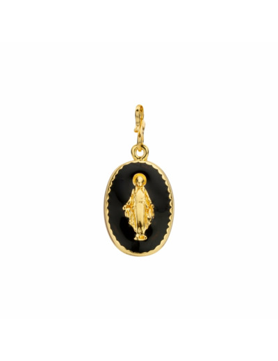 Pendentif Mya Bay Madonna en métal doré et email noir