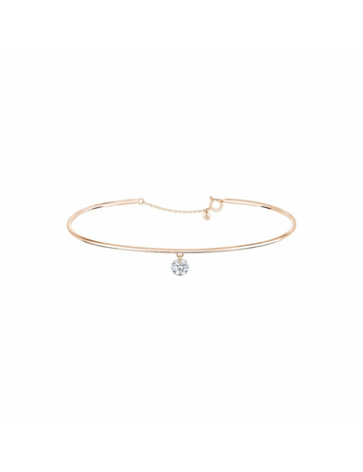 Bracelet jonc La Brune & La Blonde 360° en or rose et diamant de 0.07ct