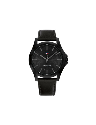 Montre Tommy Hilfiger en acier  et cuir noir 1792190