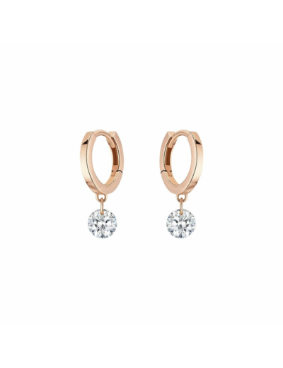 Boucles d'oreilles créoles La Brune & La Blonde 360° en or rose et diamants de 0.20ct