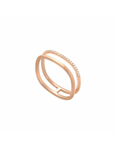 Bague Vanrycke Charlie Double Or rose semi pavee de Diamants