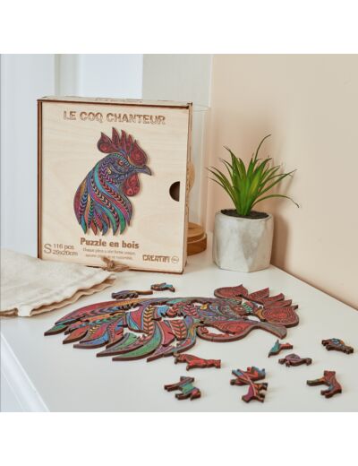 Coq Chanteur, puzzle en bois