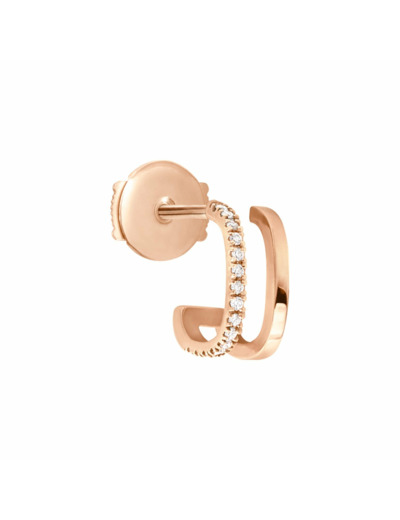 Mono Boucle d'oreille Vanrycke Charlie Double Or rose semi pavee de Diamants, Gauche