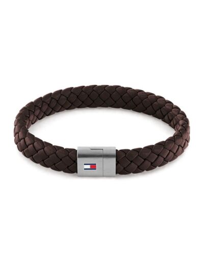 Tommy Hilfiger bracelet homme en cuir marron