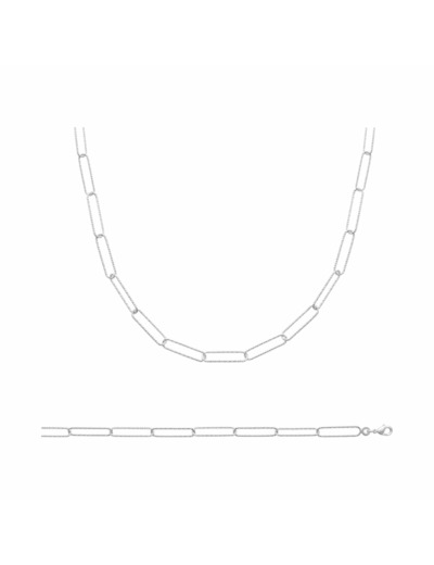 Collier en argent rhodié, 45cm