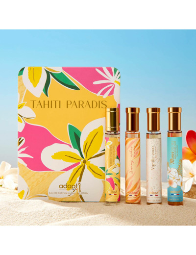 Tahiti Paradis - Coffret métal 4 eaux de parfums TAHITI PARADIS 30ml + Sunny Vibes 30ml + Vanille Coco 30ml +Monoï des îles 30ml