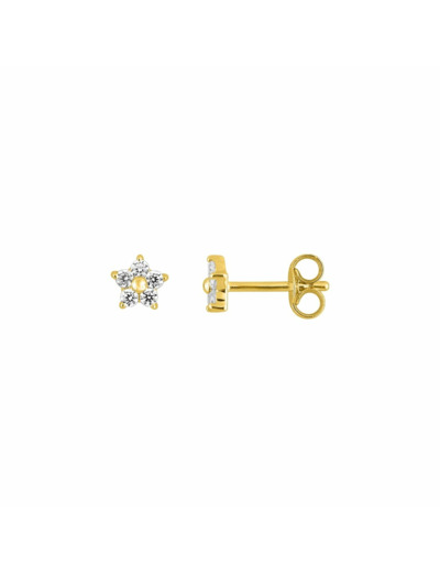 Boucles d'oreilles clous en or jaune et oxydes de zirconium