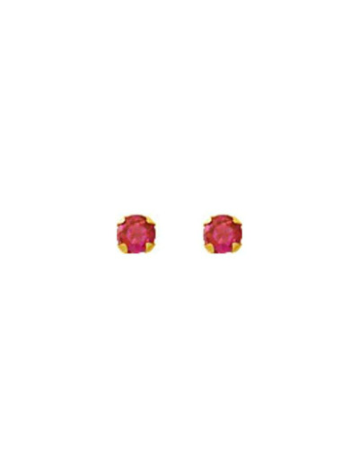 Puces d'oreilles en or jaune et rubis