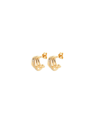 Boucles d'oreilles créoles en plaqué or et oxyde de zirconium