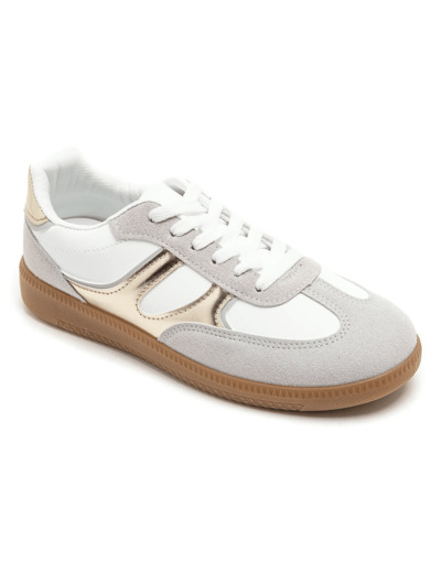 Basket femme blanc or