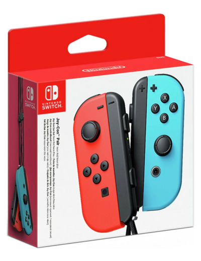 Paire de manettes Joy-Con rouge et bleu néon