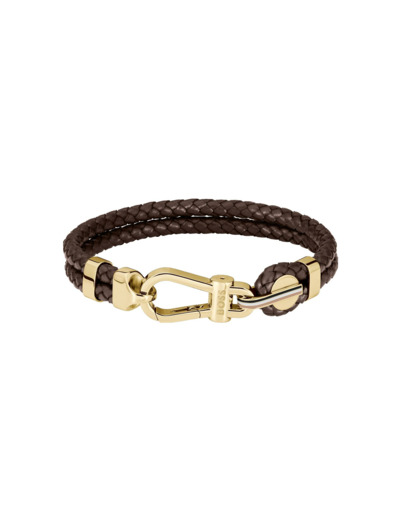 Bracelet BOSS Ares Prime en cuir et acier PVD