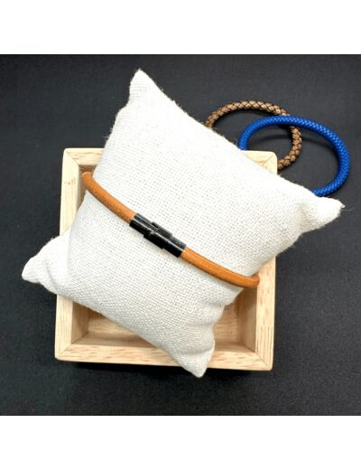 Bracelets fin en cuir et acier inoxydable