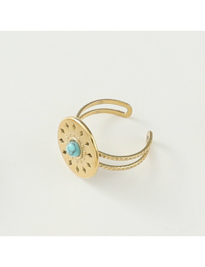 AZTEKA BAGUE RONDE AVEC TURQUOISE