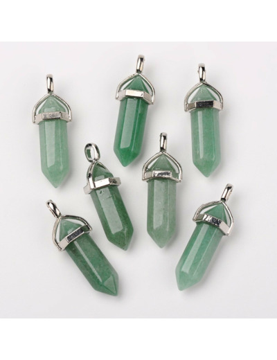 Pendentifs pointus en aventurine verte naturelle à double terminaison