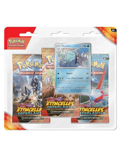 Pokémon EV08 : Écarlate et Violet – Étincelles Déferlantes - Pack de 3 boosters Maraiste