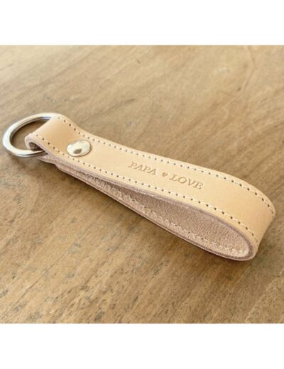 Porte clefs-Cuir Naturel-Papa Love