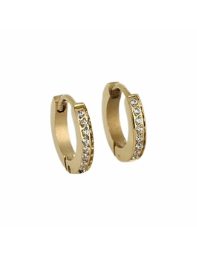 Boucles d'oreilles créoles Zag en acier doré et oxydes de zirconium