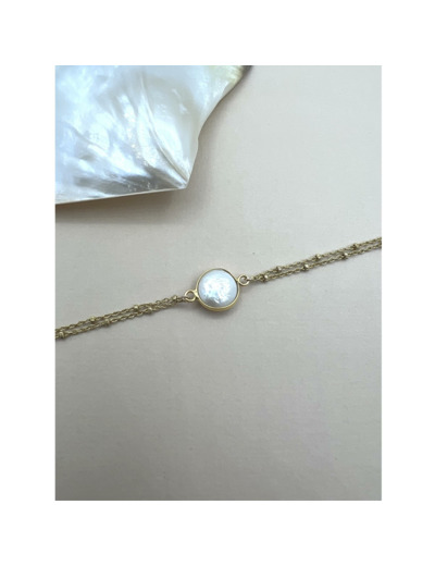 Bracelet Indriya Iris en plaqué or et nacre