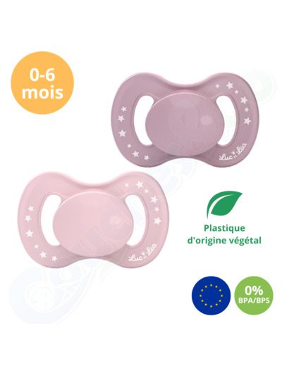 SUCETTE ANATOMIQUE VEGETALE POUR BEBE 0-6 MOIS LUC ET LEA X2