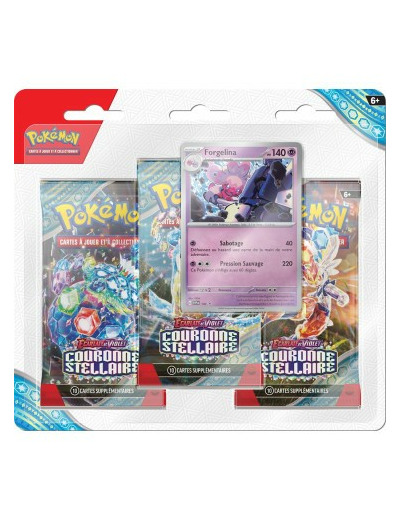 Pokémon EV07 : Écarlate et Violet – Couronne Stellaire - Pack de 3 boosters - Forgelina