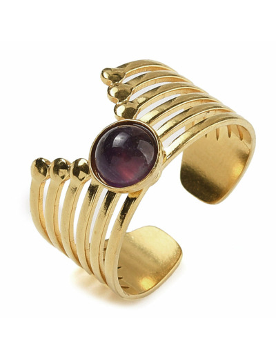 Bague manchette chevron Améthyste