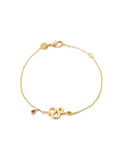 Bracelet en plaqué or et pierre de couleur