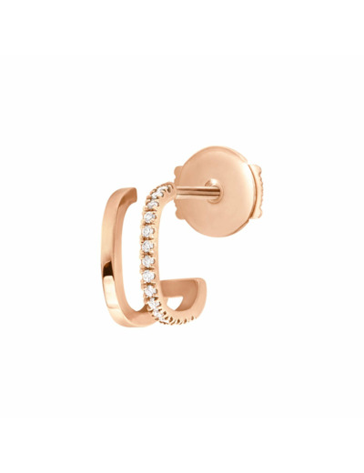 Mono Boucle d'oreille Vanrycke Charlie Double Or rose semi pavee de Diamants, Droite