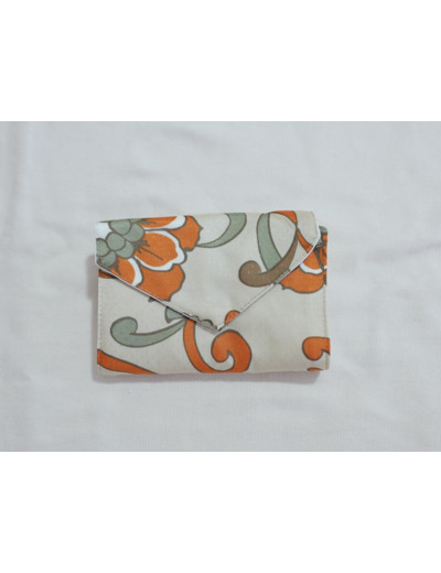 Porte-cartes en tissu de kimono - Orange beige