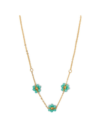 Collier femme or vert