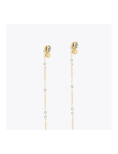 Boucles d'oreilles ZAG en acier doré et oxydes de zirconium