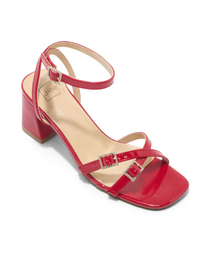 Sandale talon decrochee femme rouge