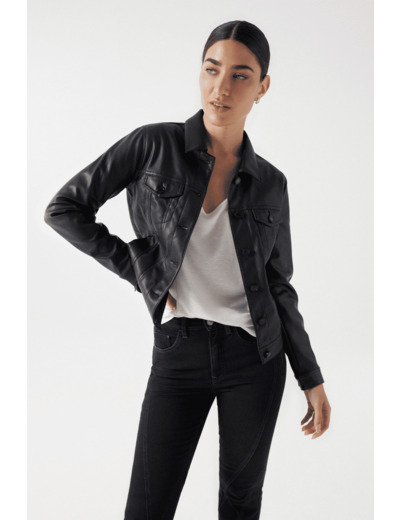 BLOUSON EFFET CUIR COUPE SLIM