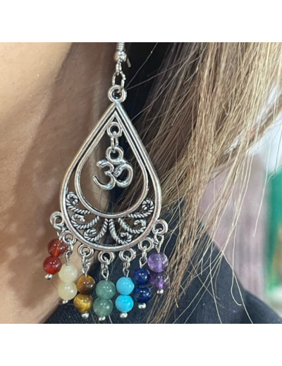 Boucles d'oreilles 7 Chakras OM